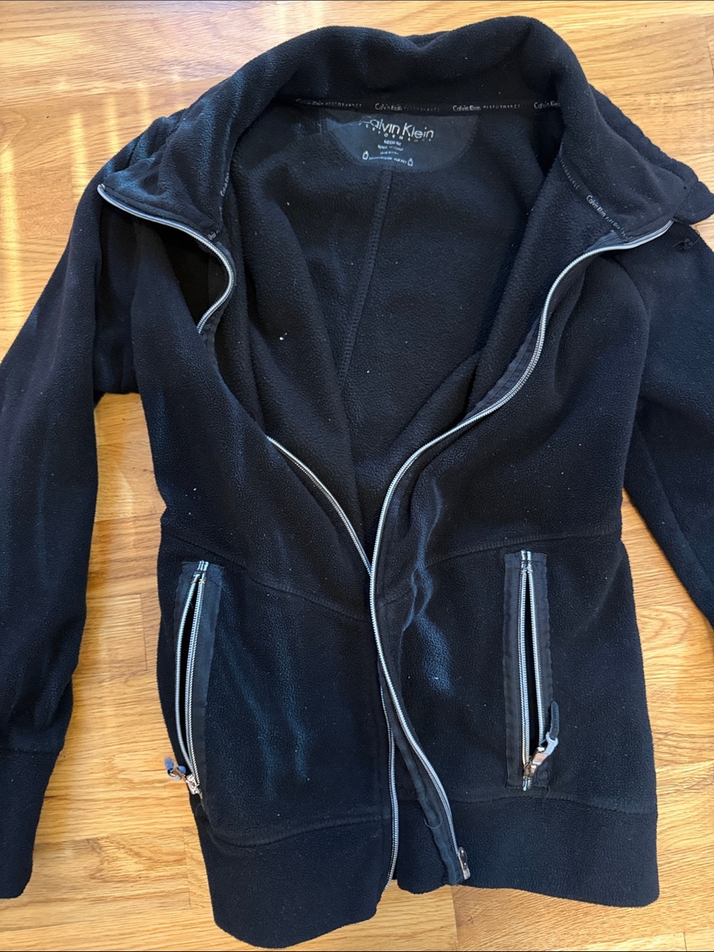 Calvin Klein Black Zip-Up Fleece Utility Jacket